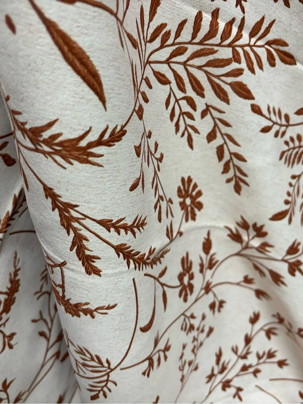 Floral Printed Grommet Curtains in Cream and Brown - Unbrandedu size W52”x L96”